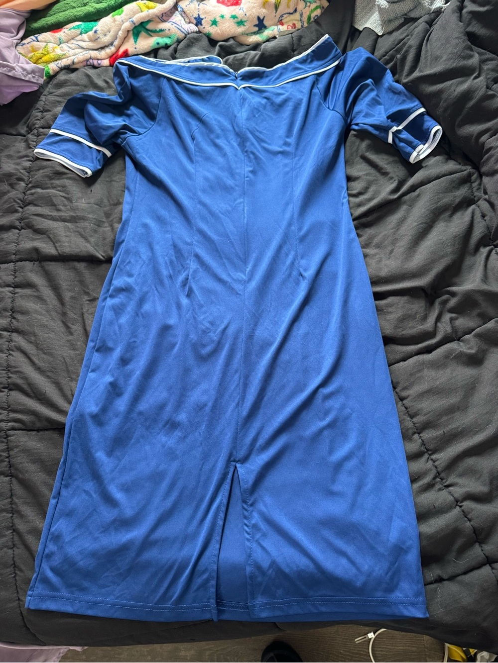 Blue Sheath Style dress w white accents XL